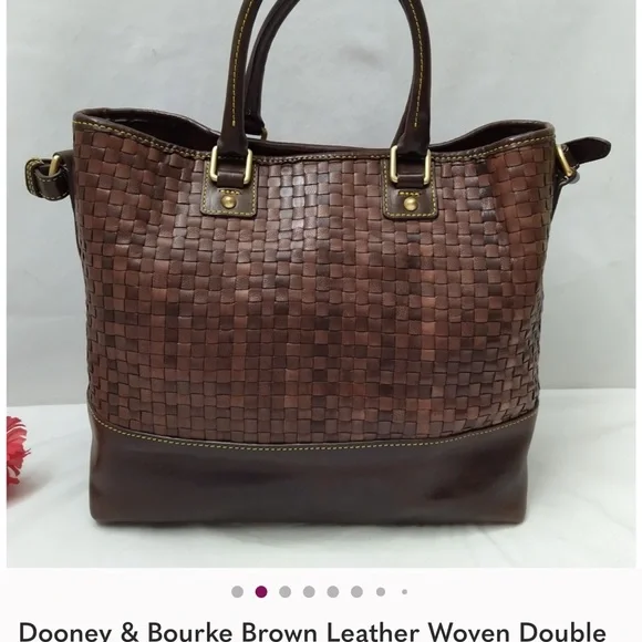 Dooney & Bourke Chocolate Tessuta Excellent  Condition Woven Leather Tote - Picture 2 of 13